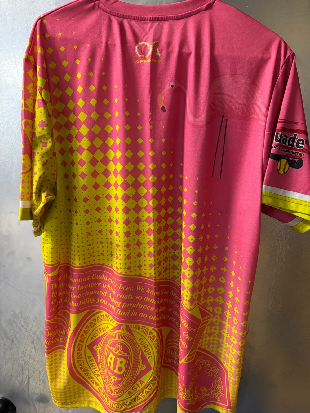Unbranded Men's Pink & Yellow Graphic Jersey Shirt